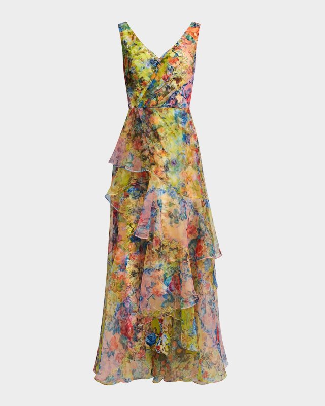 Mindy High-Low Ruffle Organza Gown